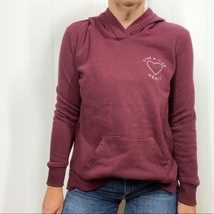 Old Navy Hoodie Sweatshirt Burgundy Heart XS